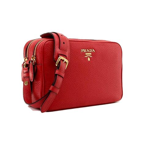 Prada Women's Red Vitello Phenix Leather Crossbody 